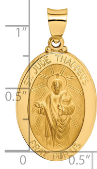 14k Polished and Satin St Jude Thaddeus Medal Hollow Pendant-XR1351