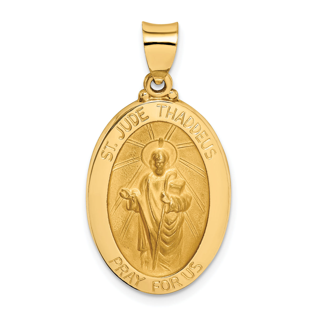 14k Polished and Satin St Jude Thaddeus Medal Hollow Pendant-XR1351