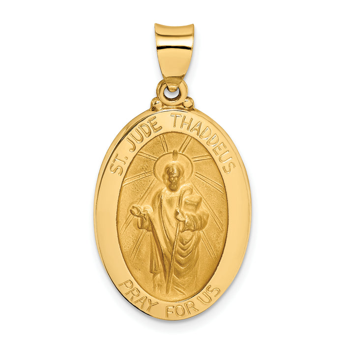 14k Polished and Satin St Jude Thaddeus Medal Hollow Pendant-XR1351