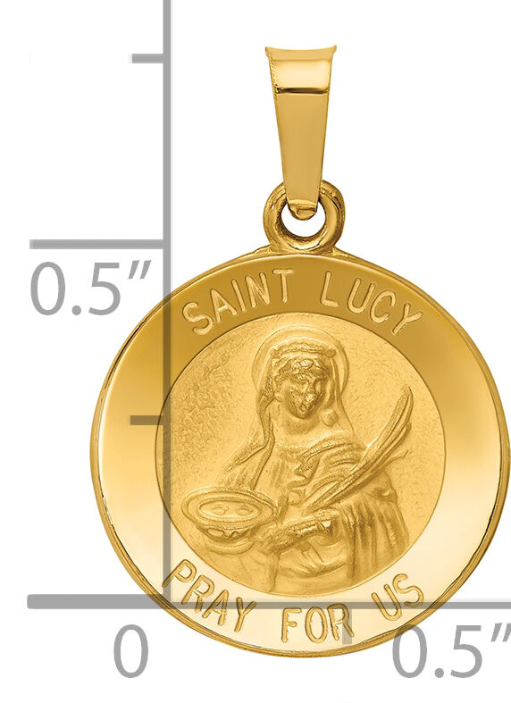 14k Polished and Satin St Lucy Medal Hollow Pendant-XR1353