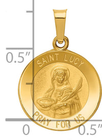 14k Polished and Satin St Lucy Medal Hollow Pendant-XR1353