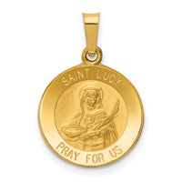 14k Polished and Satin St Lucy Medal Hollow Pendant-XR1353