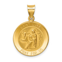 14k Polished and Satin St Luke Medal Hollow Pendant-XR1355