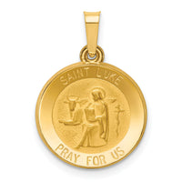 14k Polished and Satin St Luke Medal Hollow Pendant-XR1356