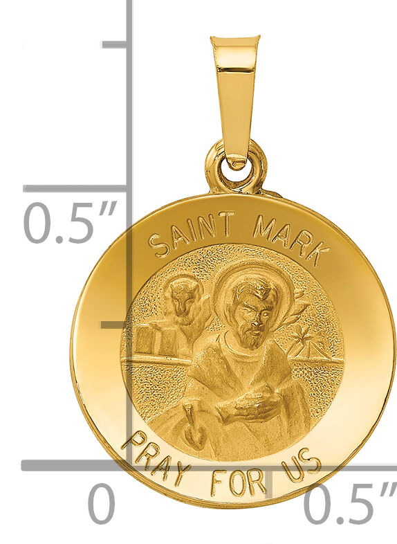 14k Polished and Satin St Mark Medal Hollow Pendant-XR1357