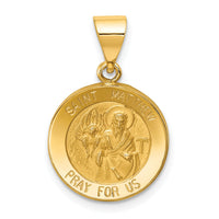 14k Polished and Satin St Matthew Medal Hollow Pendant-XR1359