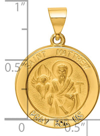 14k Polished and Satin St Matthew Medal Hollow Pendant-XR1360