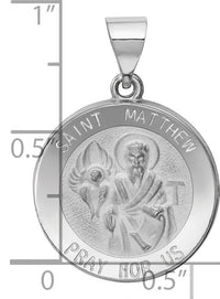 14k White Gold Polished and Satin St Matthew Hollow Pendant-XR1361