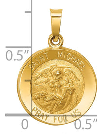 14k Polished and Satin St Michael Medal Hollow Pendant-XR1362