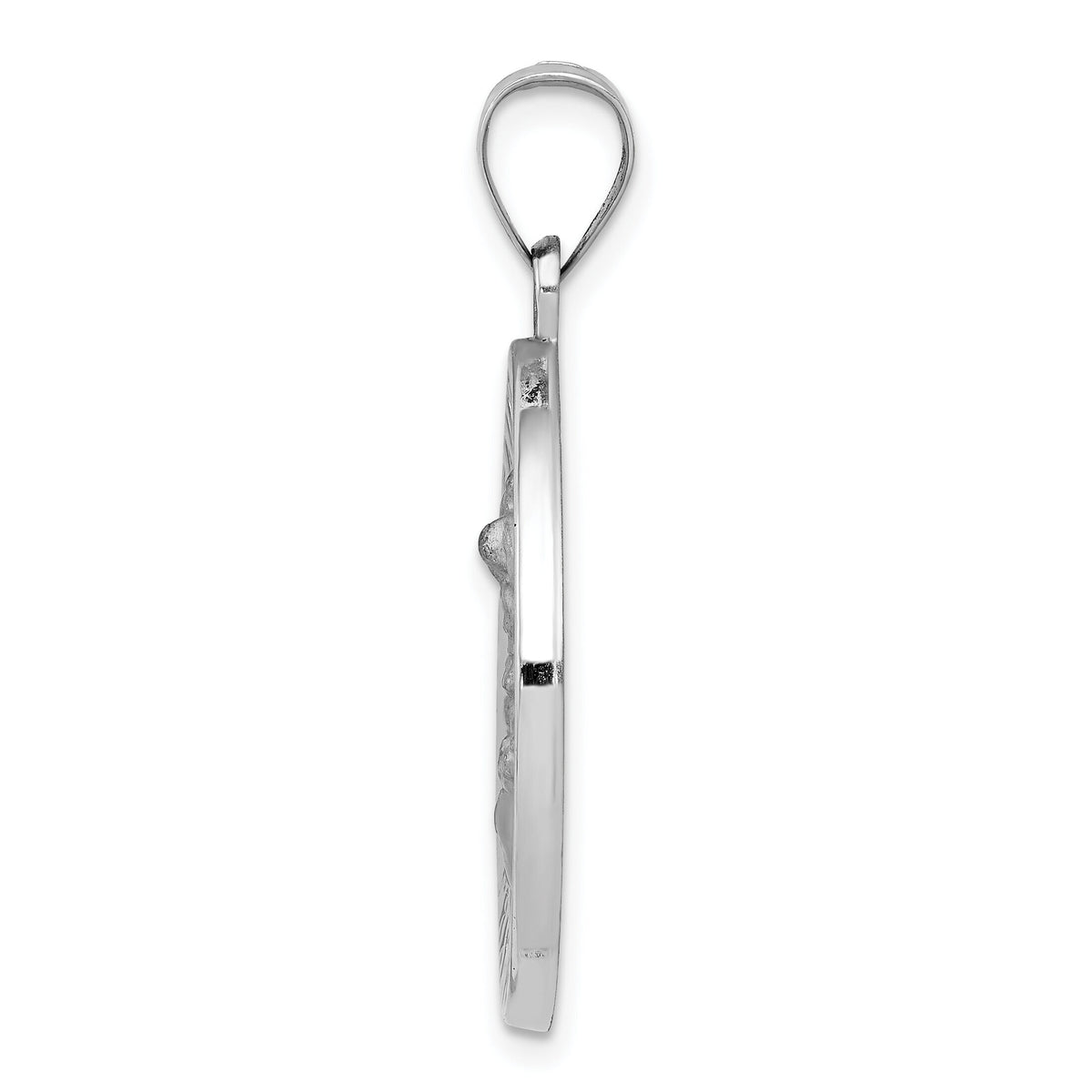 14k White Gold Polished/Satin St Michael Medal Hollow Pendant-XR1364