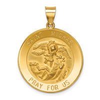 14k Polished and Satin St Michael Medal Hollow Pendant-XR1365
