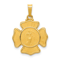 14k Polished and Satin St Florian Badge Medal Hollow Pendant-XR1368