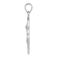 14K White Gold Polish/Satin St Michael Badge Medal Hollow Pendant-XR1369