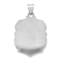 14K White Gold Polish/Satin St Michael Badge Medal Hollow Pendant-XR1369