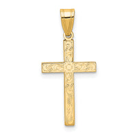 14k Etched Floral Cross Pendant-XR137
