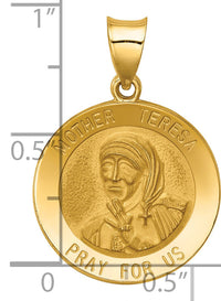 14k Polished and Satin Mother Teresa Medal Hollow Pendant-XR1370