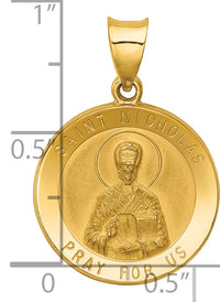 14k Polished and Satin St Nicholas Medal Hollow Pendant-XR1371