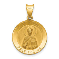 14k Polished and Satin St Nicholas Medal Hollow Pendant-XR1371