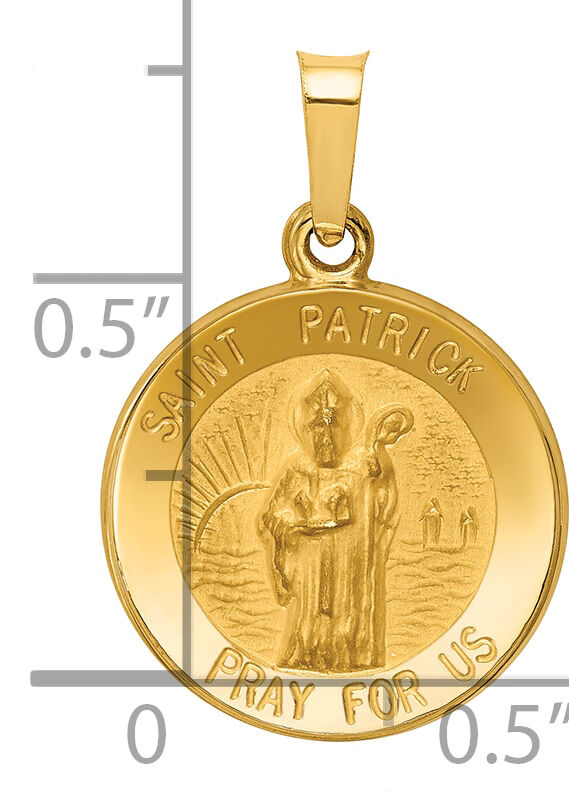14k Polished and Satin St Patrick Medal Hollow Pendant-XR1372