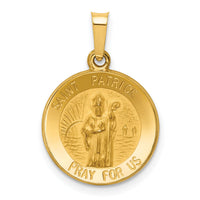 14k Polished and Satin St Patrick Medal Hollow Pendant-XR1372