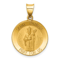 14k Polished and Satin St Patrick Medal Hollow Pendant-XR1373