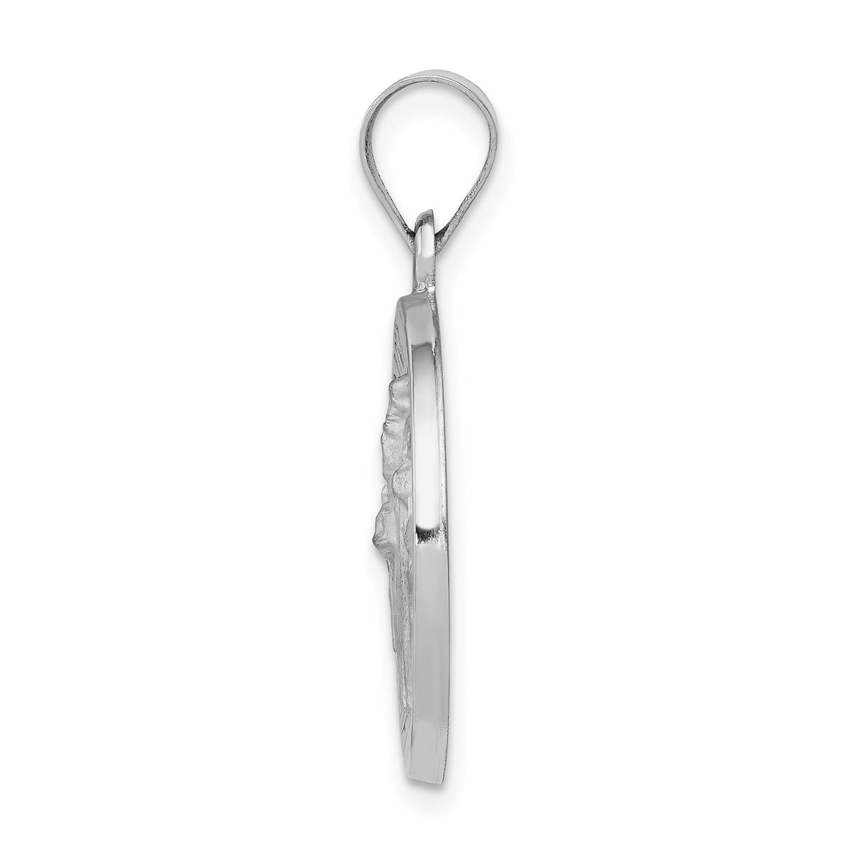 14k White Gold Polished and Satin St Patrick Medal Hollow Pendant-XR1374