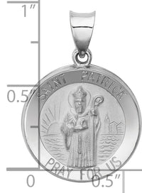 14k White Gold Polished and Satin St Patrick Medal Hollow Pendant-XR1374