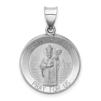 14k White Gold Polished and Satin St Patrick Medal Hollow Pendant-XR1374