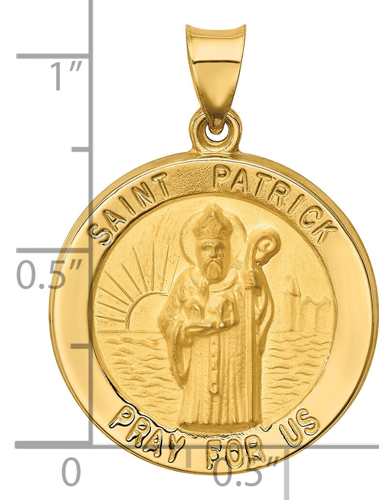 14k Polished and Satin St Patrick Medal Hollow Pendant-XR1375