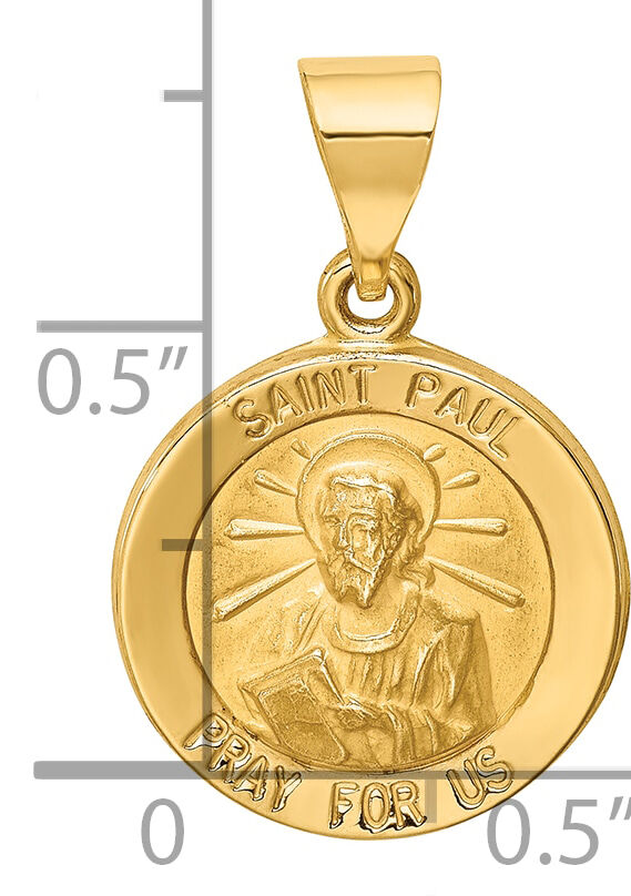 14k Polished and Satin St Paul Medal Hollow Pendant-XR1376
