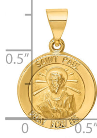 14k Polished and Satin St Paul Medal Hollow Pendant-XR1376