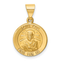 14k Polished and Satin St Paul Medal Hollow Pendant-XR1376