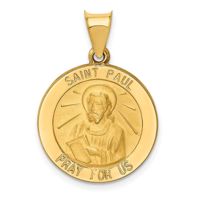 14k Polished and Satin St Paul Medal Hollow Pendant-XR1377