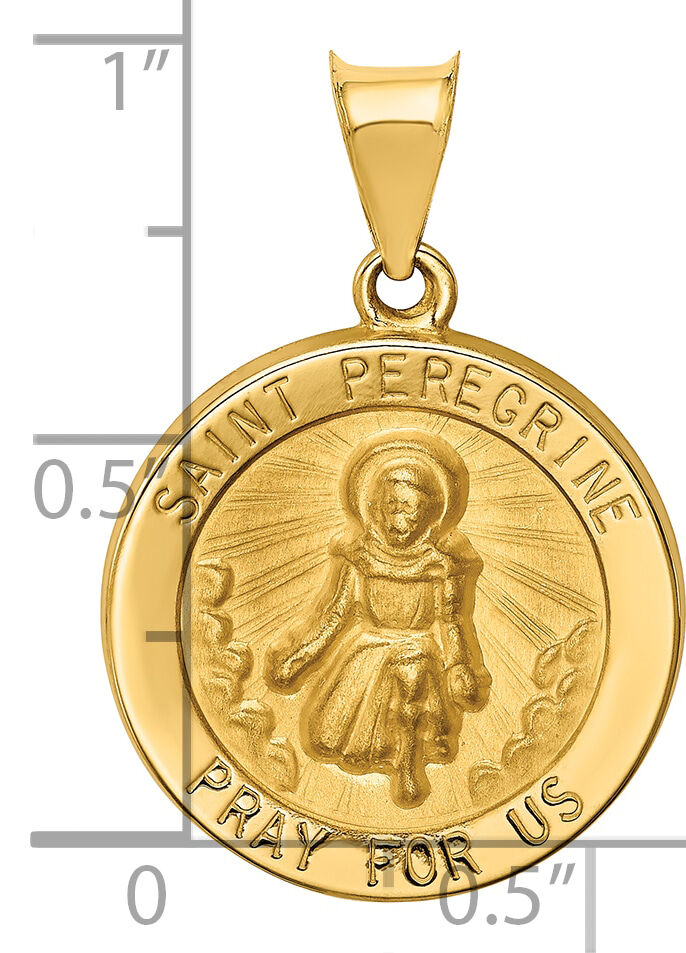 14k Polished and Satin St Peregrine Medal Hollow Pendant-XR1378