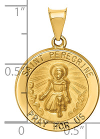 14k Polished and Satin St Peregrine Medal Hollow Pendant-XR1378