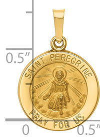 14k Polished and Satin St Peregrine Medal Hollow Pendant-XR1379
