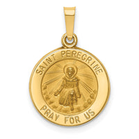 14k Polished and Satin St Peregrine Medal Hollow Pendant-XR1379