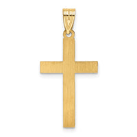 14k Etched Floral Cross Pendant-XR138