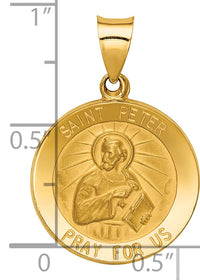 14k Polished and Satin St Peter Medal Hollow Pendant-XR1380