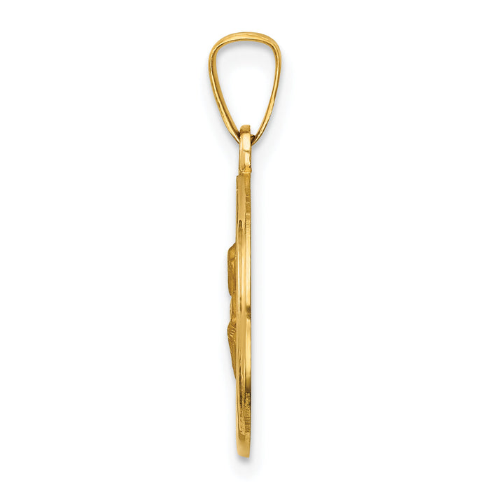 14k Polished and Satin St Peter Medal Hollow Pendant-XR1381