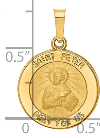 14k Polished and Satin St Peter Medal Hollow Pendant-XR1381