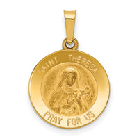 14k Polished and Satin St Theresa Medal Hollow Pendant-XR1384