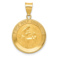 14k Polished/Satin First Holy Communion Medal Hollow Pendant-XR1389