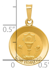 14k Polished and Satin Confirmation Medal Hollow Pendant-XR1392