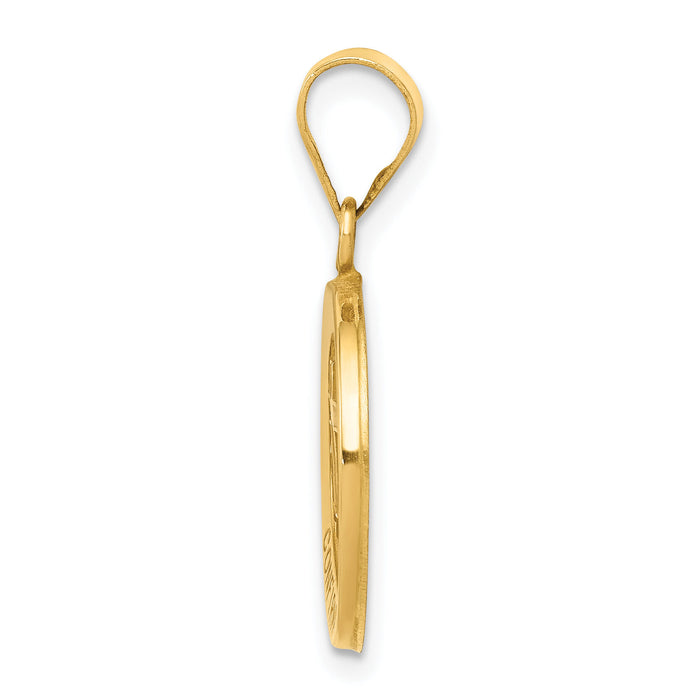 14k Polished and Satin Confirmation Medal Hollow Pendant-XR1393