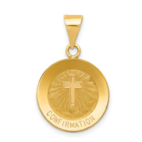 14k Polished and Satin Confirmation Medal Hollow Pendant-XR1393