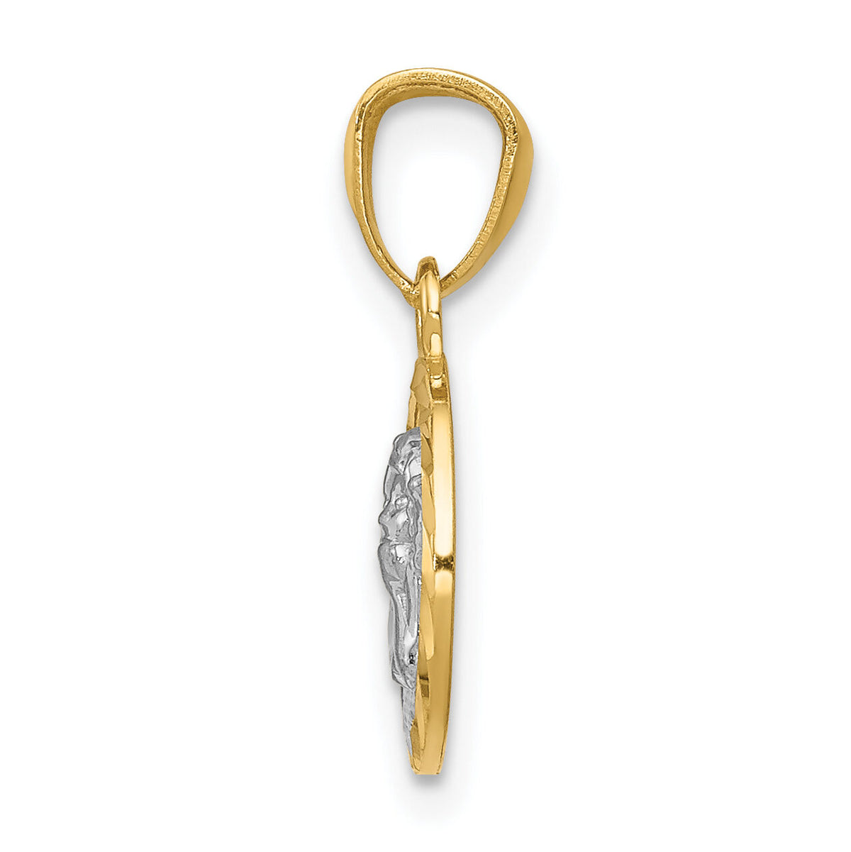 14K w/Rhodium Cherub Pendant-XR1396