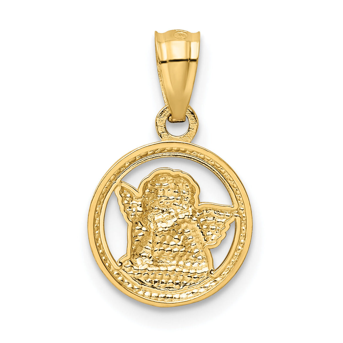 14K w/Rhodium Cherub Pendant-XR1396