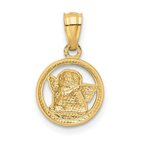 14K w/Rhodium Cherub Pendant-XR1396