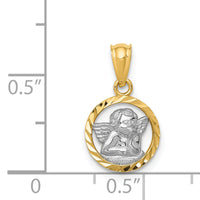 14K w/Rhodium Cherub Pendant-XR1396